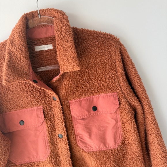 Outerknown Skyline Fleece Shirt Jacket Women M Rust Orange Shacket Excellent - Picture 3 of 10